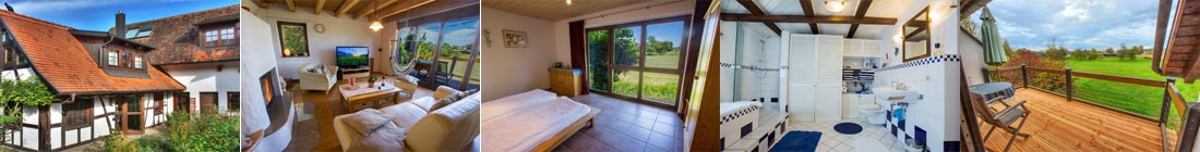 Collage mit Ansichten des Ferienhauses Im Birkenweg